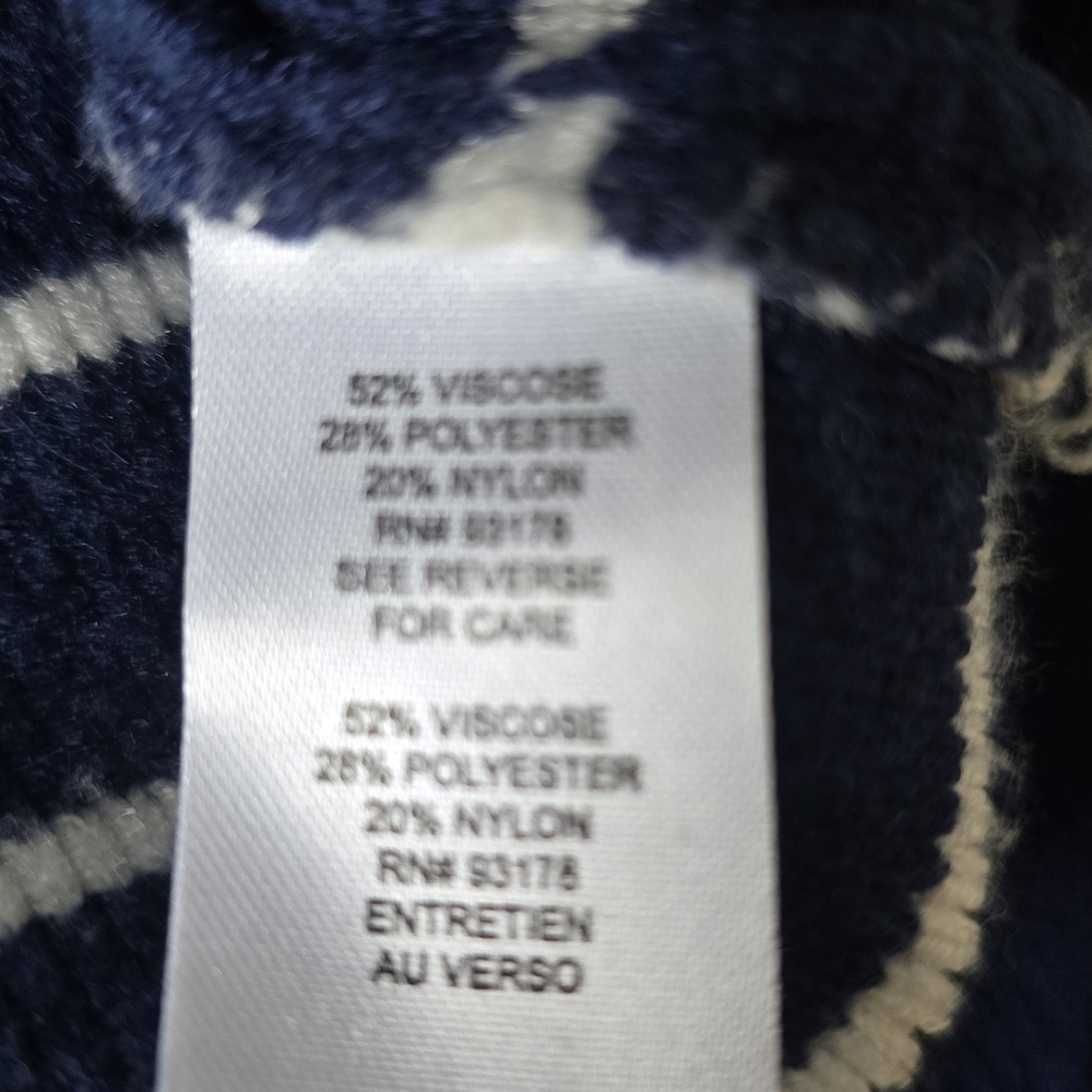 Tahari Women's V-Neck Sweater in Navy and White Stripes - Picture 6 of 9